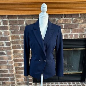White House Black Market Navy Double Breasted Blazer Size 4